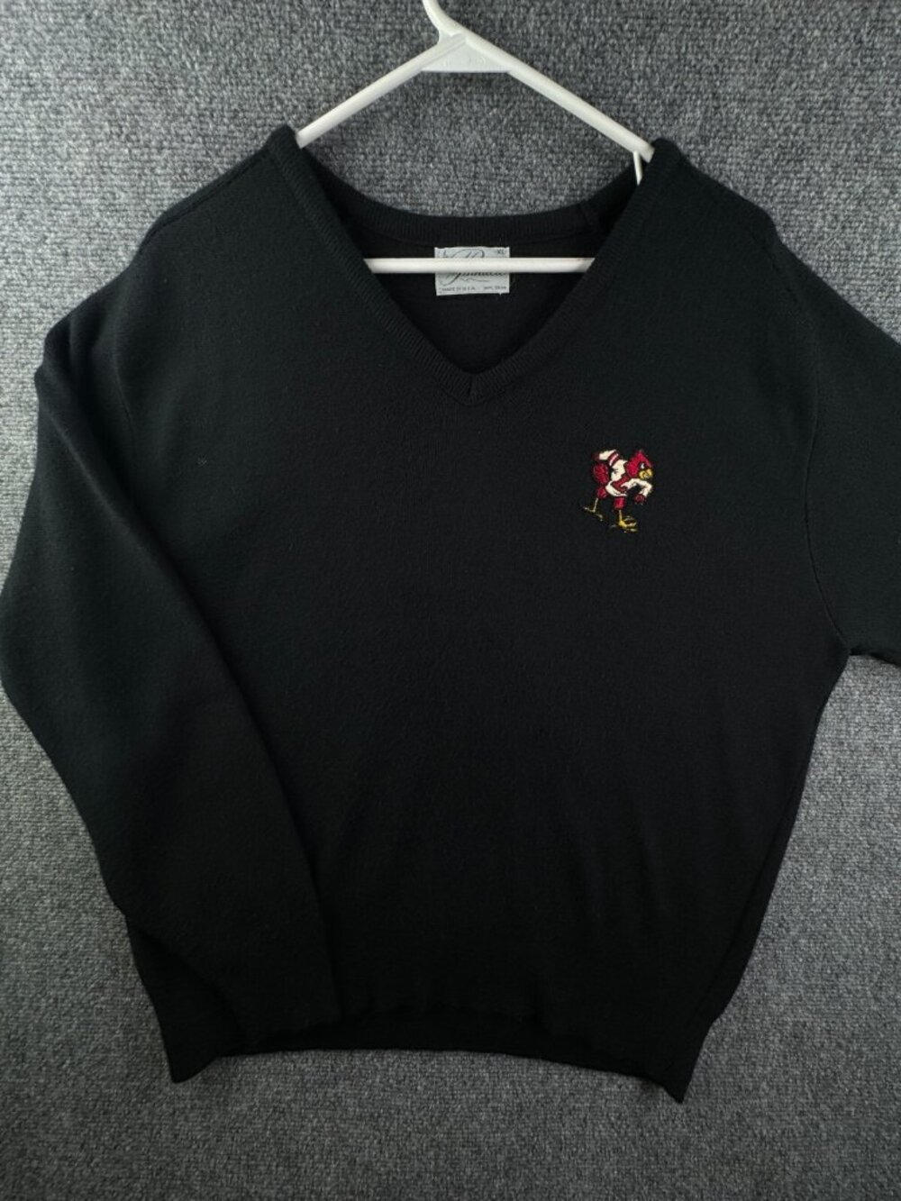VTG Louisville Cardinals Sweater XL Pullover V Neck USA Made Old Logo Acrylic